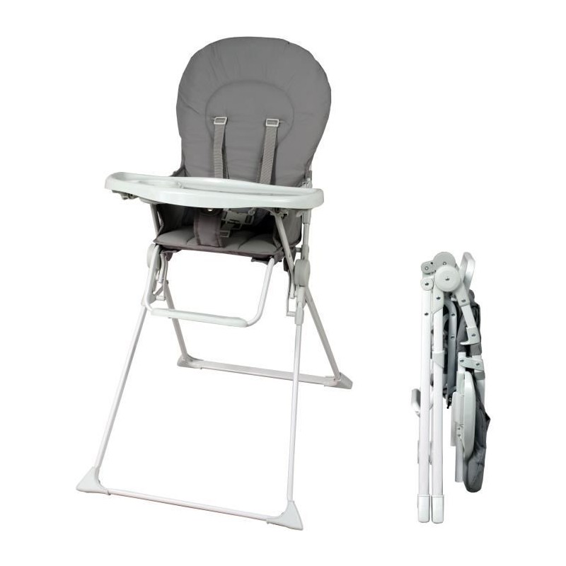 BAMBISOL Chaise haute fixe avec tablette réglable en profondeu grise