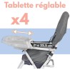 BAMBISOL Chaise haute fixe avec tablette réglable en profondeu grise