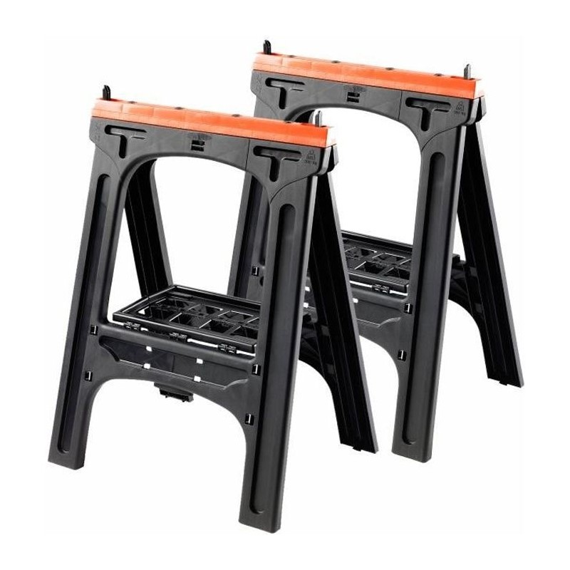 Lot de 2 tréteaux pliants - TOOD - Charge maximale 200 kg - Dimensions 60x10x...