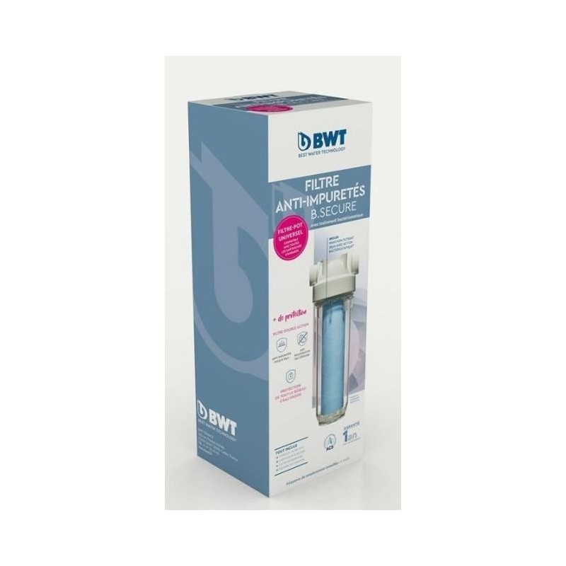 Filtre - BWT - B.SECURE - anti-impuretés 25µm - antibact - Protege santé, can...