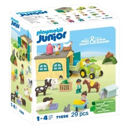 PLAYMOBIL Junior 71656 Ferme tracteur et animaux, personnages, Pour bébé et e...