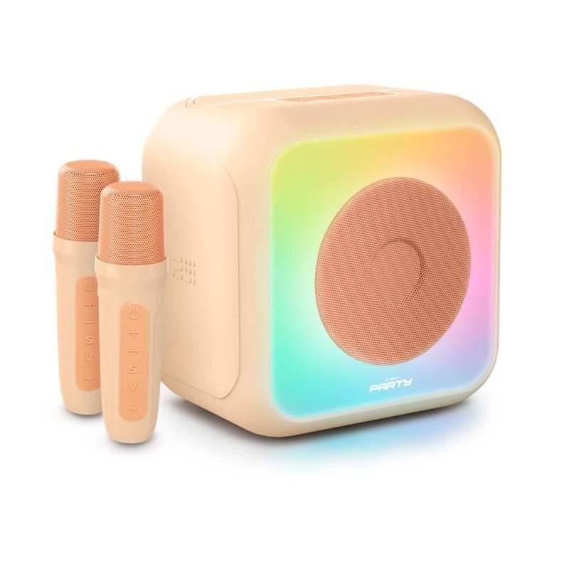 Enceinte karaoké lumineuse BIGBEN - Peche - Bluetooth - 30W - 2 micros sans f...
