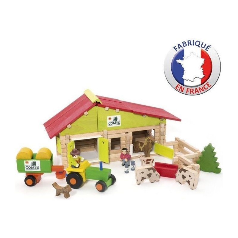 JEUJURA - Ferme en bois avec Tracteur et Animaux - 140 pcs