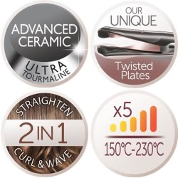 Remington S6606 Fer a Lisser, Fer a Boucler, Lisseur, Boucleur Curl Confidenc...