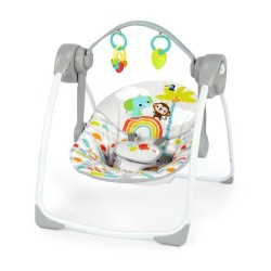 BRIGHT STARTS Transat bébé Balancelle électrique pliable – Animaux, 6 vitesse...