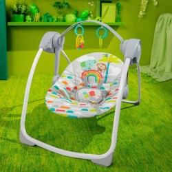 BRIGHT STARTS Transat bébé Balancelle électrique pliable – Animaux, 6 vitesse...