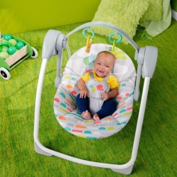 BRIGHT STARTS Transat bébé Balancelle électrique pliable – Animaux, 6 vitesse...