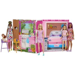Barbie-Maison de vacances-Coffret et poupée, 4 zones et
