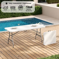 Table de réception pliante - TERRANOVA - Blanche - Structure acier et Plateau...