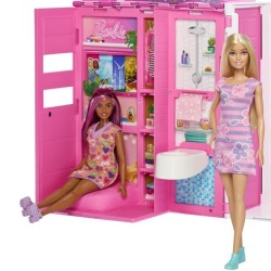 Barbie-Maison de vacances-Coffret et poupée, 4 zones et