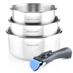 Set de 3 casseroles 16-18-20 cm Arthur Martin AM3710  - Acier Inoxydable - Po...