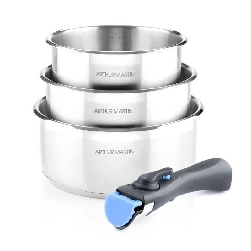 Set de 3 casseroles 16-18-20 cm Arthur Martin AM3710  - Acier Inoxydable - Po...