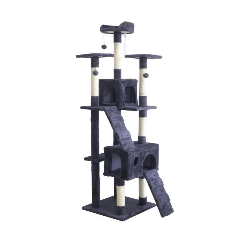 BILLY Arbre a chat gris foncé 50 x 50 x 170 cm -  5 plateformes, 2 escaliers,...