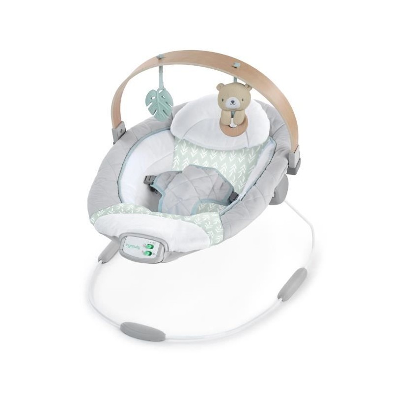 INGENUITY Transat bébé Nate l'Ourson avec arche d'éveil en bois,  cadeau bébé