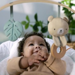 INGENUITY Transat bébé Nate l'Ourson avec arche d'éveil en bois,  cadeau bébé