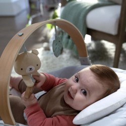INGENUITY Transat bébé Nate l'Ourson avec arche d'éveil en bois,  cadeau bébé