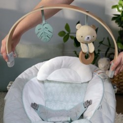 INGENUITY Transat bébé Nate l'Ourson avec arche d'éveil en bois,  cadeau bébé