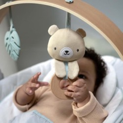 INGENUITY Transat bébé Nate l'Ourson avec arche d'éveil en bois,  cadeau bébé