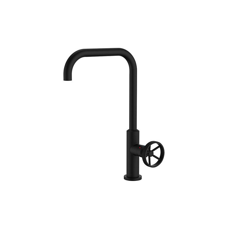 Edouard Rousseau - Mitigeur Evier INDUSTRIEL - Noir (poignée rouge offerte)