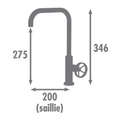 Edouard Rousseau - Mitigeur Evier INDUSTRIEL - Noir (poignée rouge offerte)