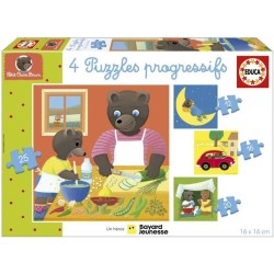 Puzzle - EDUCA - Petit Ours Brun : 4 puzzles progressifs pour enfants de 12 a...