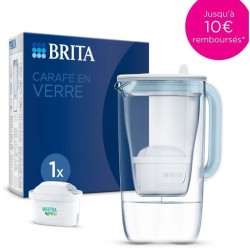 Carafe filtrante en verre BRITA - Model One bleue - Capacité 2,5L dont 1,5L d...