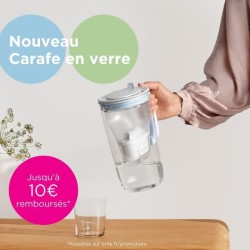 Carafe filtrante en verre BRITA - Model One bleue - Capacité 2,5L dont 1,5L d...