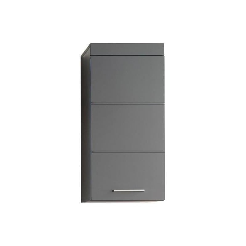 Meuble de salle de bain Rangement haut - 1 porte - Gris - L 37 x P 23 x H 77 ...