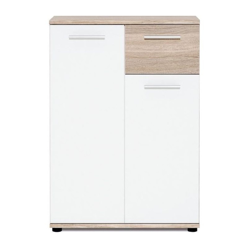 JACKY Meuble de rangement Petit Buffet - Blanc mat et décor chene Sonoma - Cl...