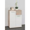 JACKY Meuble de rangement Petit Buffet - Blanc mat et décor chene Sonoma - Cl...