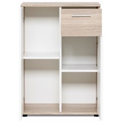 JACKY Meuble de rangement Petit Buffet - Blanc mat et décor chene Sonoma - Cl...