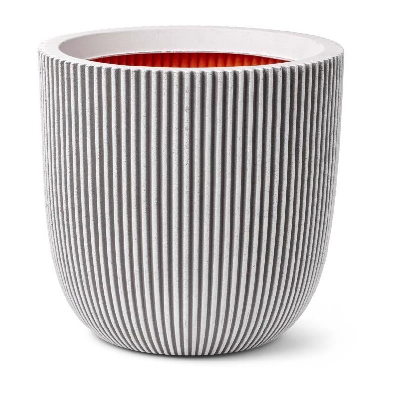 CAPI EUROPE Pot de fleurs GROOVE NL - 43x41 cm - Ivoire - Résistant aux intem...