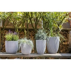 CAPI EUROPE Pot de fleurs GROOVE NL - 43x41 cm - Ivoire - Résistant aux intem...