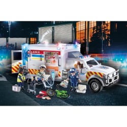 PLAYMOBIL 70936 Ambulance américaine avec secouristes et blessé, City Action,...