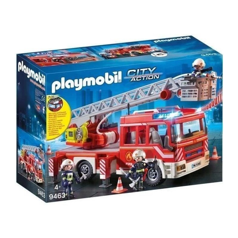 PLAYMOBIL 9463 Camion de pompiers, Avec échelle pivotante, City Action, des 4...