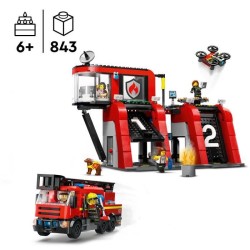 LEGO 60414 City La Caserne et le Camion de Pompiers, Jouet de Figurine de Chi...
