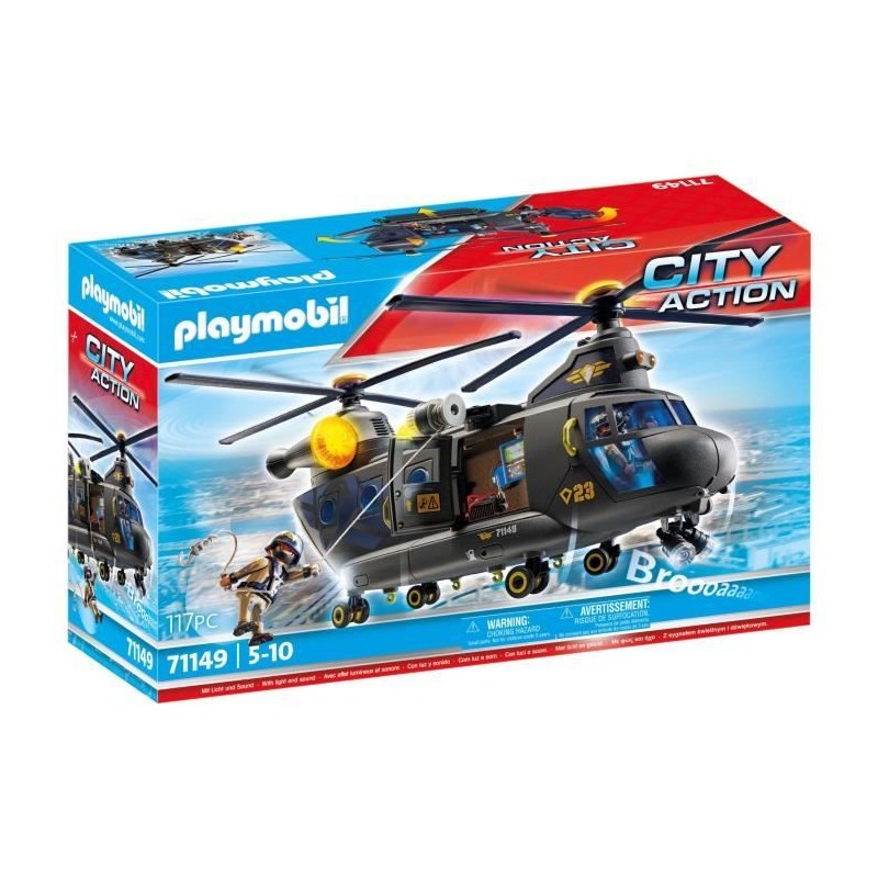 PLAYMOBIL 71149 Hélicoptere de transport des forces spéciales, Les policiers,...