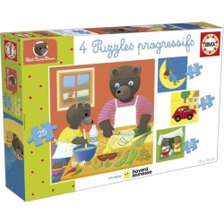 Puzzle - EDUCA - Petit Ours Brun : 4 puzzles progressifs pour enfants de 12 a...