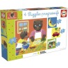 Puzzle - EDUCA - Petit Ours Brun : 4 puzzles progressifs pour enfants de 12 a...