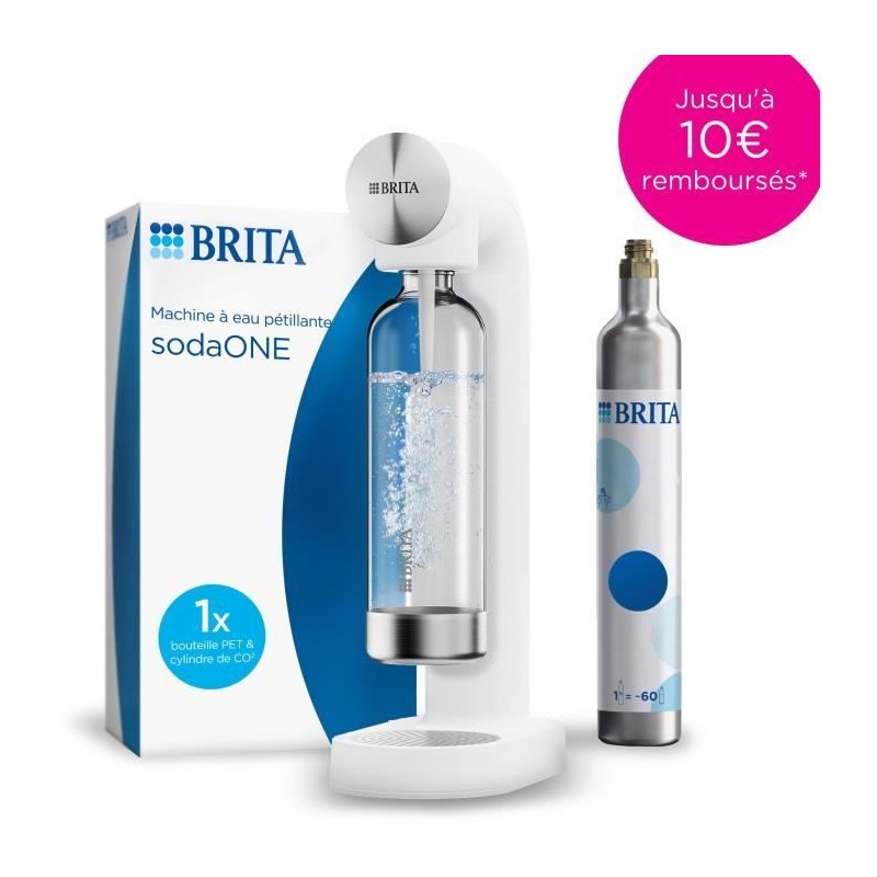 Machine a soda BRITA - SodaONE Blanche - 1 Bouteille 1L et 1 Cylindre de CO2 ...