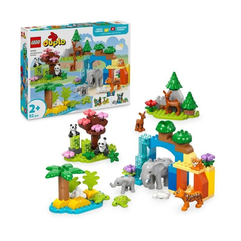 LEGO DUPLO Ma ville 10446 Familles d'animaux sauvages 3-en-1 - Jeux d'éveil a...