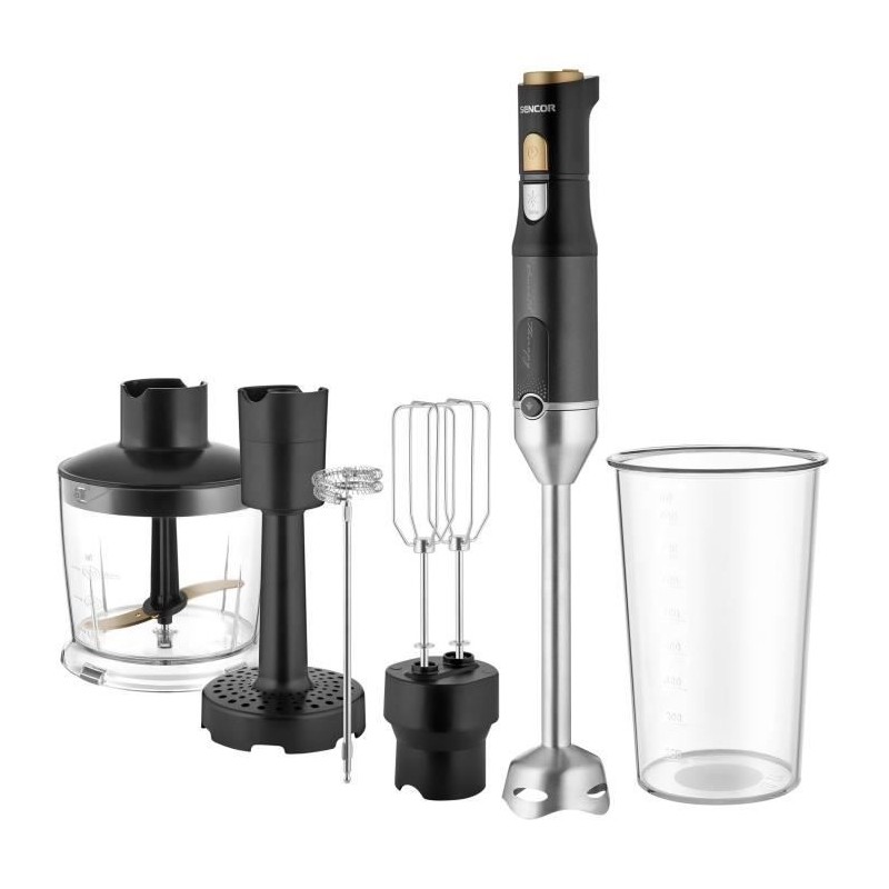 Mixeur plongeant 6 en 1 - SENCOR - SHB 6442BK - 1200 W - Technologie TITANIUM...