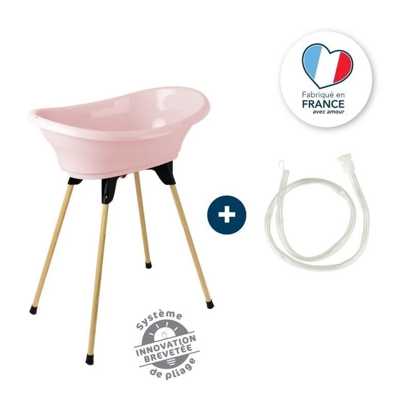 THERMOBABY KIT BAIGNOIRE VASCO Rose Poudré : baignoire + pieds + tuyau de vid...