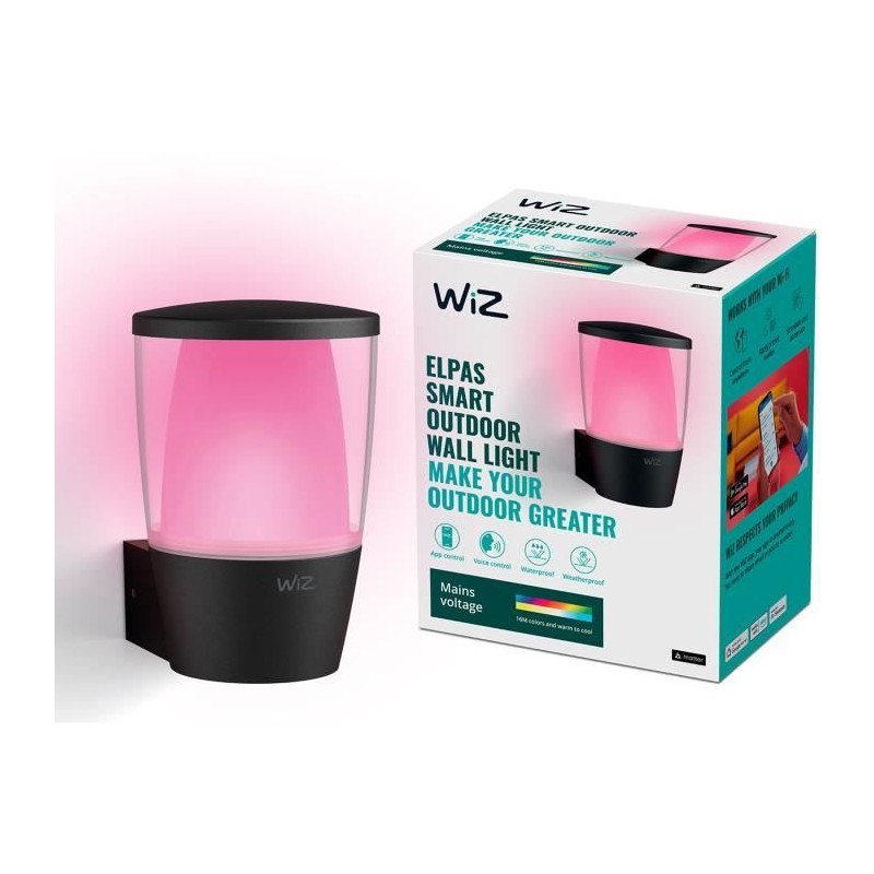 Applique murale WIZ ELPAS - Connectée - Extérieur - Noir