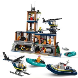 LEGO 60419 City La Prison de la Police en Haute Mer, Jouet avec Hélicoptere e...