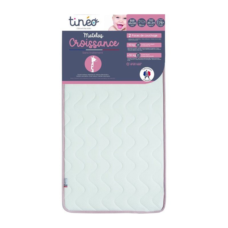 Matelas TINEO CROISSANCE - Evolutif - 2 faces de soutien : Ferme et Souple - ...