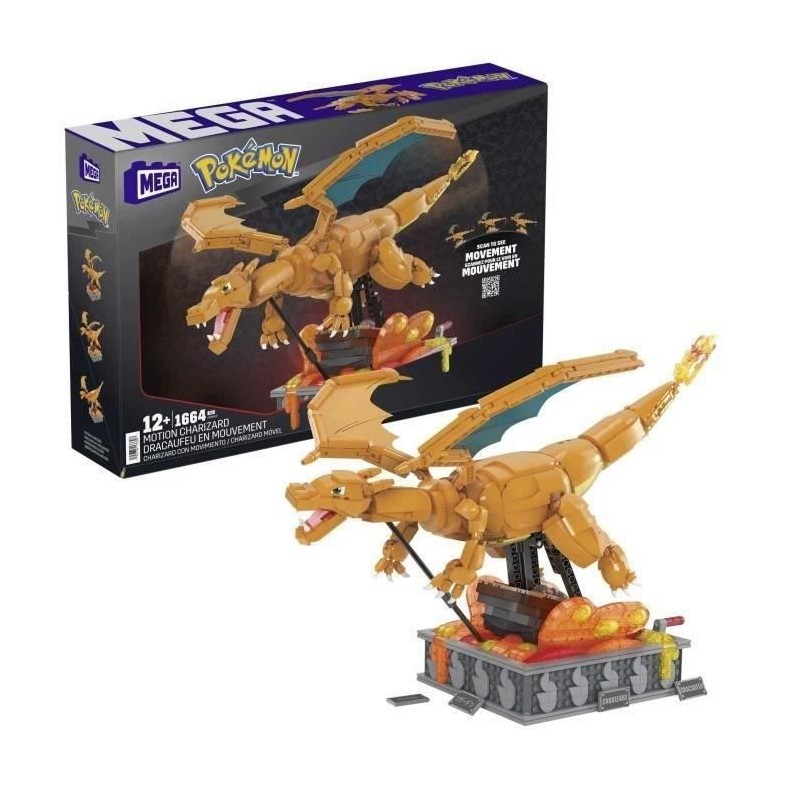 MEGA-Pokémon-Dracaufeu en Mouvement, a construire (1 663 pcs) HMW05
