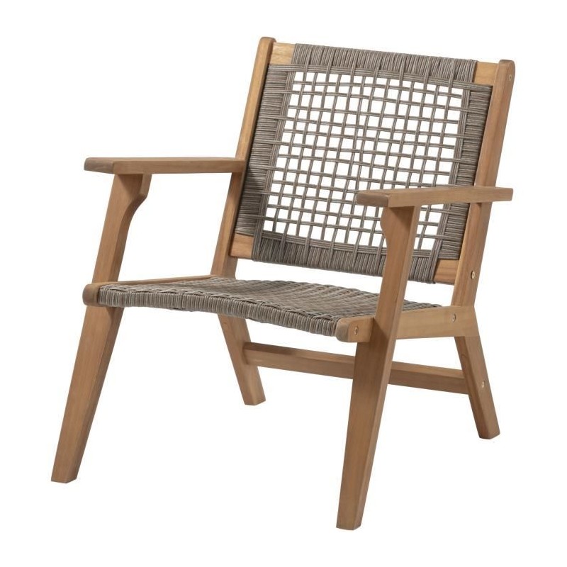 Fauteuil de jardin bas en bois d'Acacia FSC et en résine tressée - BORA - l60...