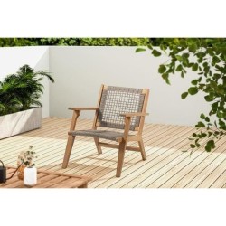 Fauteuil de jardin bas en bois d'Acacia FSC et en résine tressée - BORA - l60...