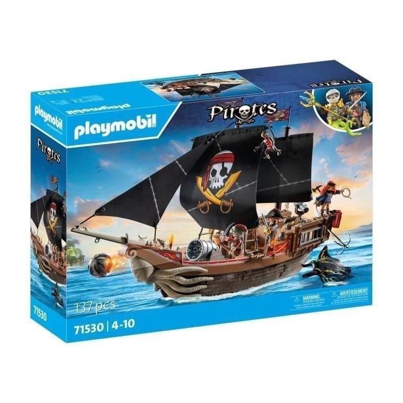 PLAYMOBIL 71530 Bateau pirates, 137 pieces dont 3 personnages, Les Pirates, J...